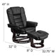 Black |#| Black LeatherSoft Multi-Position Recliner &Ottoman w/Swivel Mahogany Wood Base