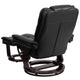 Black |#| Black LeatherSoft Multi-Position Recliner &Ottoman w/Swivel Mahogany Wood Base