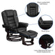 Black |#| Black LeatherSoft Multi-Position Recliner &Ottoman w/Swivel Mahogany Wood Base