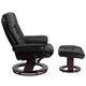 Black |#| Black LeatherSoft Multi-Position Recliner &Ottoman w/Swivel Mahogany Wood Base