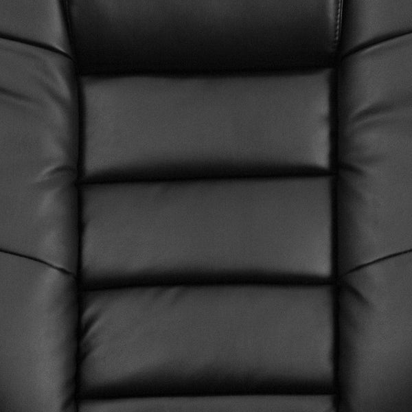 Brown |#| Brown LeatherSoft Multi-Position Recliner &Ottoman w/Swivel Mahogany Wood Base