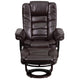 Brown |#| Brown LeatherSoft Multi-Position Recliner &Ottoman w/Swivel Mahogany Wood Base