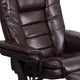 Brown |#| Brown LeatherSoft Multi-Position Recliner &Ottoman w/Swivel Mahogany Wood Base