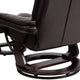 Brown |#| Brown LeatherSoft Multi-Position Recliner &Ottoman w/Swivel Mahogany Wood Base