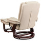 Beige |#| Beige LeatherSoft Multi-Position Recliner &Ottoman w/Swivel Mahogany Wood Base