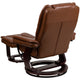 Brown Vintage |#| Brown Vintage LeatherSoft Multi-Position Recliner &Ottoman w/Mahogany Wood Base