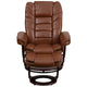 Brown Vintage |#| Brown Vintage LeatherSoft Multi-Position Recliner &Ottoman w/Mahogany Wood Base