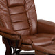 Brown Vintage |#| Brown Vintage LeatherSoft Multi-Position Recliner &Ottoman w/Mahogany Wood Base