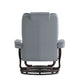 Gray |#| Gray LeatherSoft Multi-Position Recliner &Ottoman w/Swivel Mahogany Wood Base