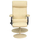 Cream |#| Contemporary Multi-Position Headrest Recliner and Ottoman in Cream LeatherSoft