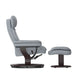 Gray |#| Gray LeatherSoft Multi-Position Recliner &Curved Ottoman w/Mahogany Wood Base