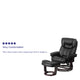 Black |#| Black LeatherSoft Multi-Position Recliner &Curved Ottoman w/Mahogany Wood Base