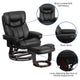 Black |#| Black LeatherSoft Multi-Position Recliner &Curved Ottoman w/Mahogany Wood Base