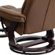 Palimino |#| Palimino LeatherSoft Multi-Position Recliner &Curved Ottoman w/Mahogany Base