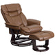 Palimino |#| Palimino LeatherSoft Multi-Position Recliner &Curved Ottoman w/Mahogany Base