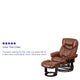 Brown Vintage |#| Brown Vintage LeatherSoft Recliner and Curved Ottoman with Mahogany Wood Base