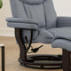 Gray |#| Gray LeatherSoft Multi-Position Recliner &Curved Ottoman w/Mahogany Wood Base