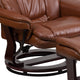 Brown Vintage |#| Brown Vintage LeatherSoft Recliner and Curved Ottoman with Mahogany Wood Base