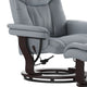 Gray |#| Gray LeatherSoft Multi-Position Recliner &Curved Ottoman w/Mahogany Wood Base