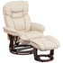 Contemporary Multi-Position Recliner and Curved Ottoman with Swivel Mahogany Wood Base