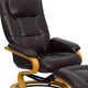 Brown |#| Brown LeatherSoft Adjustable Swivel Recliner &Ottoman w/Maple Wood Base