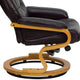 Brown |#| Brown LeatherSoft Adjustable Swivel Recliner &Ottoman w/Maple Wood Base