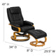 Black |#| Black LeatherSoft Adjustable Recliner &Ottoman w/Swivel Maple Wood Base