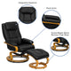 Black |#| Black LeatherSoft Adjustable Recliner &Ottoman w/Swivel Maple Wood Base