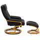 Black |#| Black LeatherSoft Adjustable Recliner &Ottoman w/Swivel Maple Wood Base