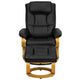 Black |#| Black LeatherSoft Adjustable Recliner &Ottoman w/Swivel Maple Wood Base