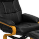 Black |#| Black LeatherSoft Adjustable Recliner &Ottoman w/Swivel Maple Wood Base