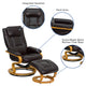 Brown |#| Brown LeatherSoft Adjustable Swivel Recliner &Ottoman w/Maple Wood Base