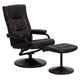 Brown |#| Contemporary Brown LeatherSoft Multi-Position Recliner &Ottoman w/ Wrapped Base