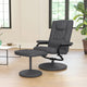 Gray |#| Contemporary Gray LeatherSoft Multi-Position Recliner &Ottoman w/ Wrapped Base