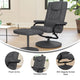 Gray |#| Contemporary Gray LeatherSoft Multi-Position Recliner &Ottoman w/ Wrapped Base