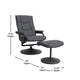Gray |#| Contemporary Gray LeatherSoft Multi-Position Recliner &Ottoman w/ Wrapped Base