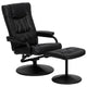 Black |#| Contemporary Black LeatherSoft Multi-Position Recliner &Ottoman w/ Wrapped Base