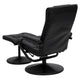 Black |#| Contemporary Black LeatherSoft Multi-Position Recliner &Ottoman w/ Wrapped Base
