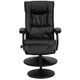 Black |#| Contemporary Black LeatherSoft Multi-Position Recliner &Ottoman w/ Wrapped Base