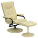 Cream |#| Contemporary Cream LeatherSoft Multi-Position Recliner &Ottoman w/Wrapped Base