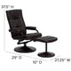 Brown |#| Contemporary Brown LeatherSoft Multi-Position Recliner &Ottoman w/ Wrapped Base