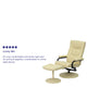 Cream |#| Contemporary Cream LeatherSoft Multi-Position Recliner &Ottoman w/Wrapped Base