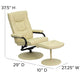 Cream |#| Contemporary Cream LeatherSoft Multi-Position Recliner &Ottoman w/Wrapped Base