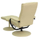 Cream |#| Contemporary Cream LeatherSoft Multi-Position Recliner &Ottoman w/Wrapped Base