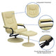 Cream |#| Contemporary Cream LeatherSoft Multi-Position Recliner &Ottoman w/Wrapped Base