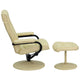 Cream |#| Contemporary Cream LeatherSoft Multi-Position Recliner &Ottoman w/Wrapped Base
