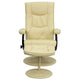 Cream |#| Contemporary Cream LeatherSoft Multi-Position Recliner &Ottoman w/Wrapped Base