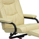 Cream |#| Contemporary Cream LeatherSoft Multi-Position Recliner &Ottoman w/Wrapped Base