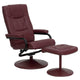 Burgundy |#| Burgundy LeatherSoft Multi-Position Recliner and Ottoman with Wrapped Base