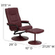 Burgundy |#| Burgundy LeatherSoft Multi-Position Recliner and Ottoman with Wrapped Base